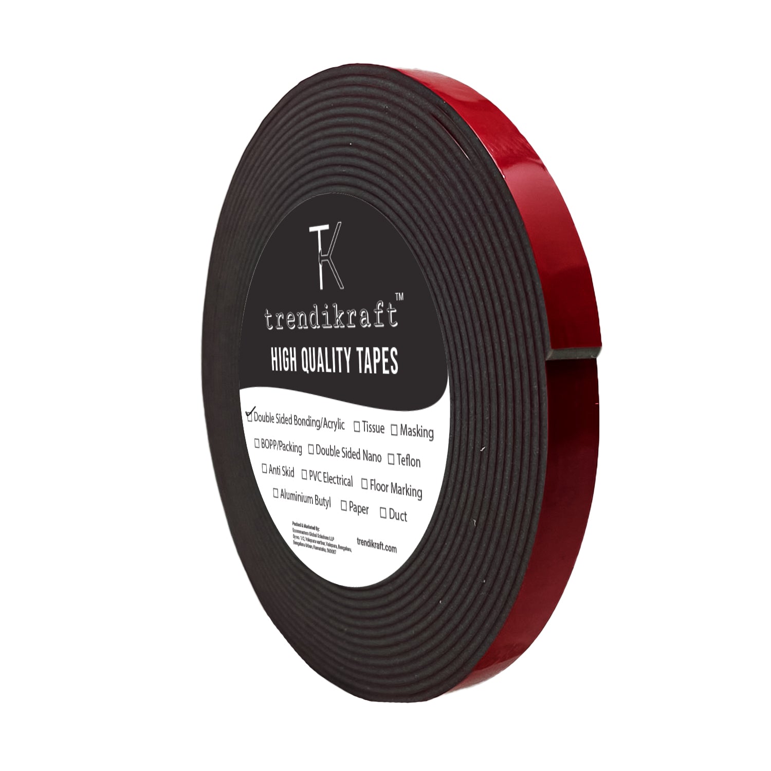 TRENDIKRAFT 5 Meter Double Sided Heavy Duty Bonding Acrylic Foam Attachment Tape for Strong Bonding Interior and Exterior Use in Automotive Superior Adhesive 3M + 2M, 12MM X 2MM X 5M