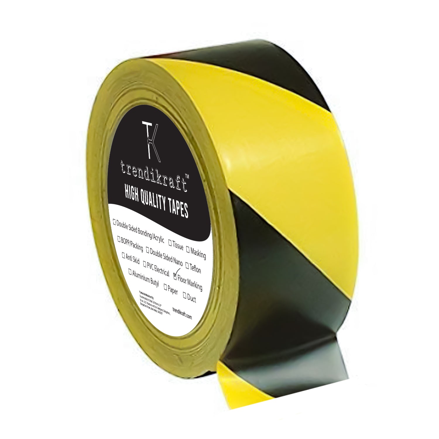 TRENDIKRAFT 2 inch X 15 meter Pack of 1 Floor Marking Self Adhesive Safety Caution Tape High-Visibility Tape Bright Color PVC Vinyl Tape in Yellow Black Zebra Design