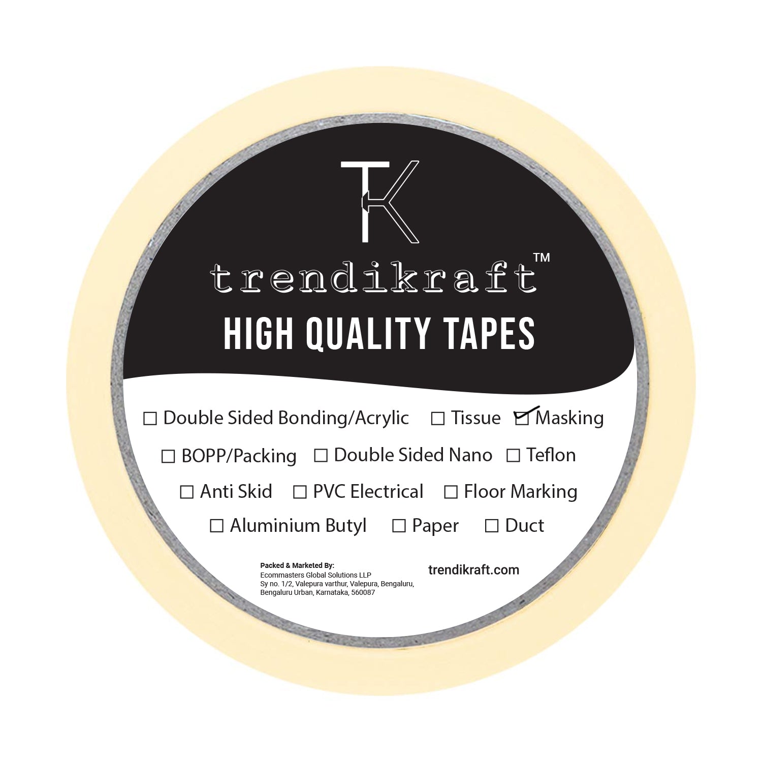 TRENDIKRAFT Masking Paper Tape 12 mm x 20 mtrs Pack of 1 Roll Best for Carpenter Medical Doctors Plumbers Painters, Wall Safe Labelling Drawing Plasters Tape for DIY Craft Painting on Canvas, 1/2 inch