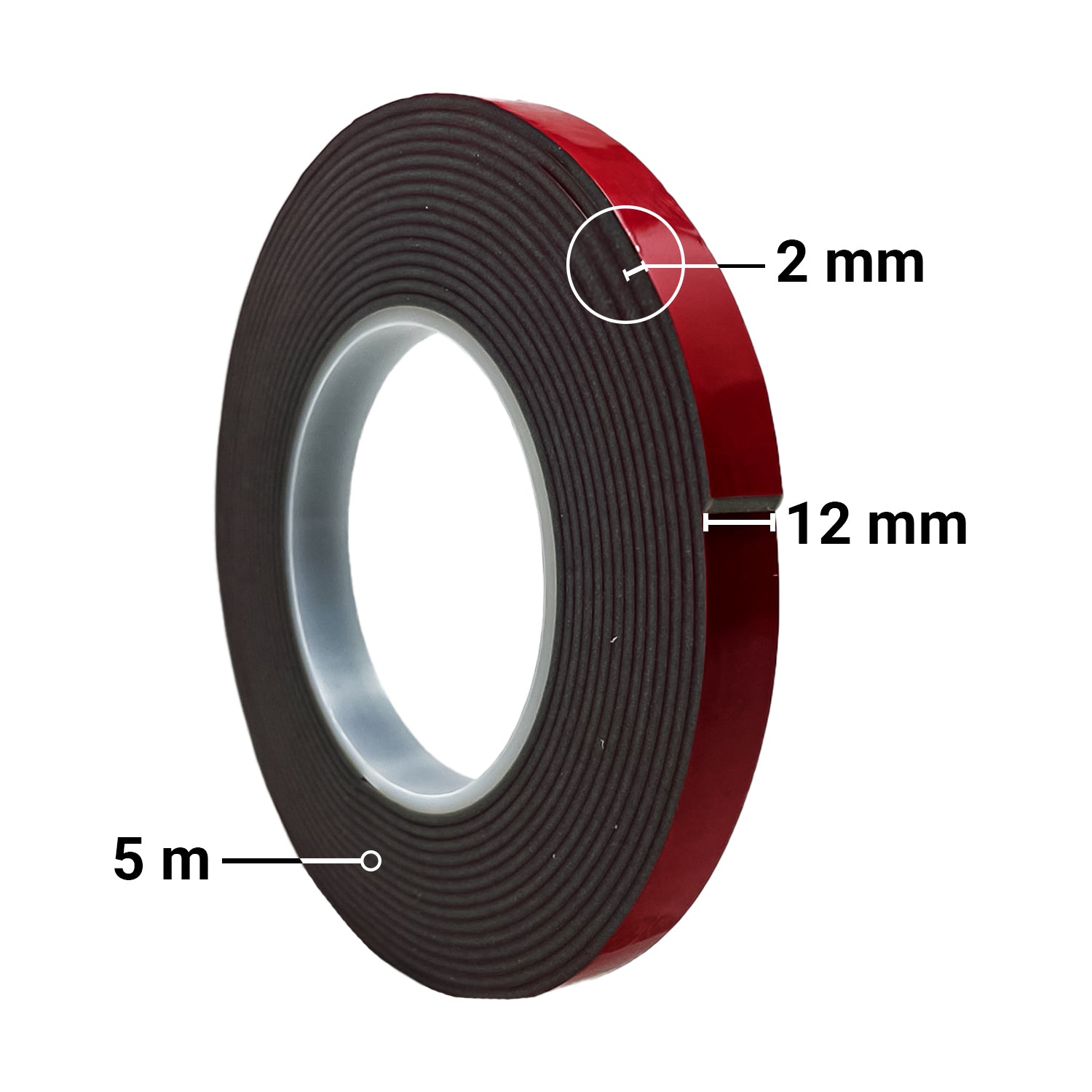 TRENDIKRAFT 5 Meter Double Sided Heavy Duty Bonding Acrylic Foam Attachment Tape for Strong Bonding Interior and Exterior Use in Automotive Superior Adhesive 3M + 2M, 12MM X 2MM X 5M