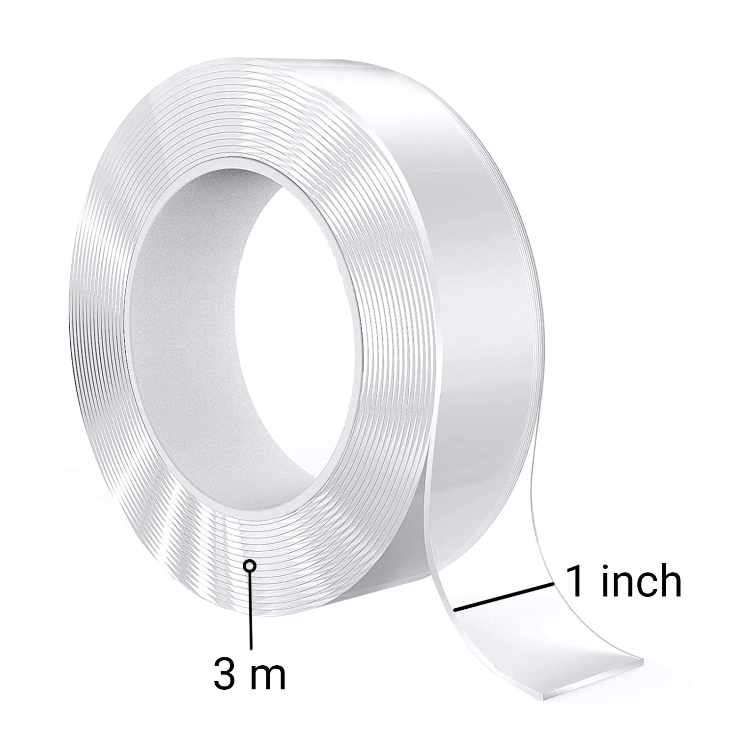TRENDIKRAFT 1 inch x 3 meter Pack of 1 Double Sided Tape Traceless Self Adhesive Universal Transparent Strong Grip For Home Wall Balloon Tape Removable Reusable
