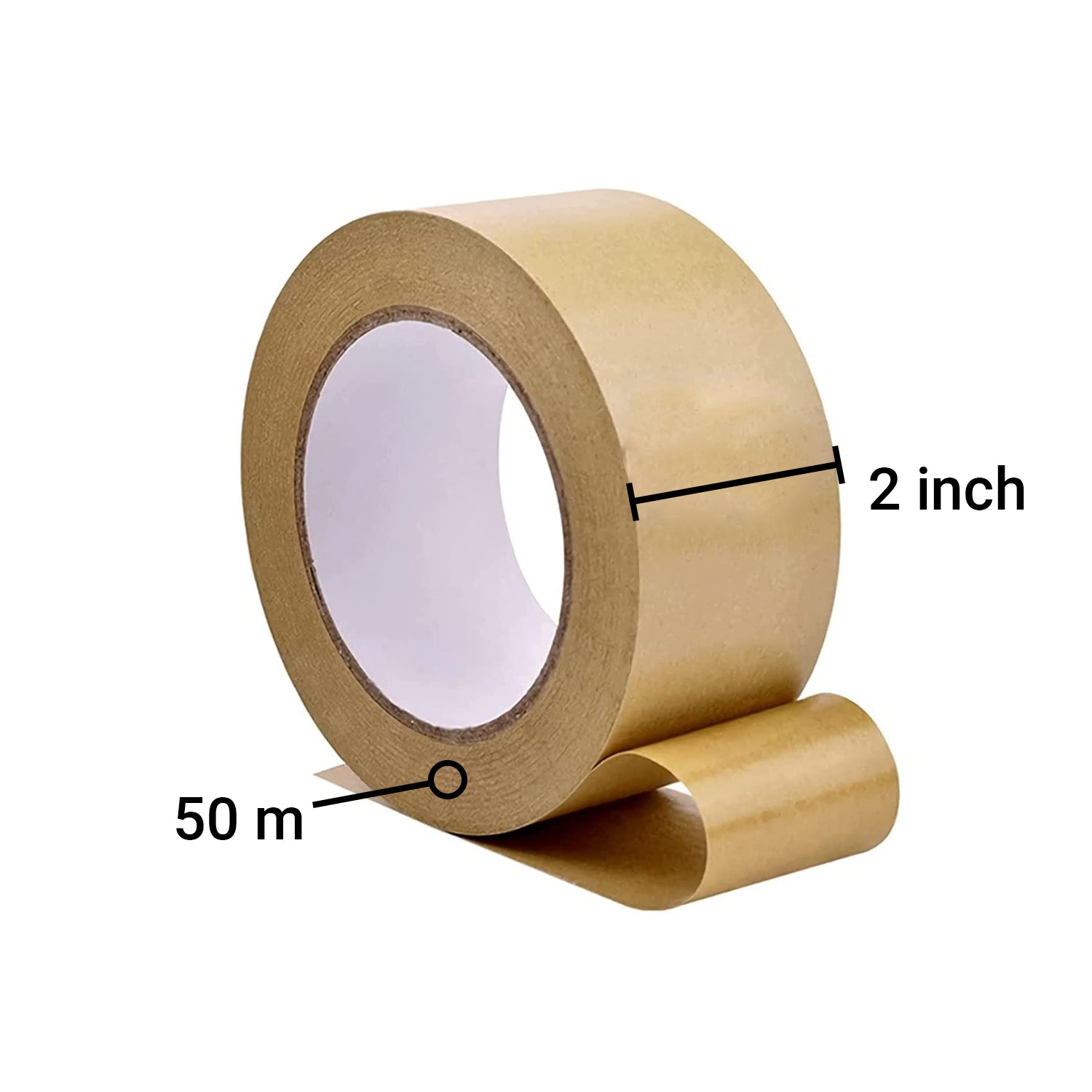 TRENDIKRAFT 2 inch x 50 meter Pack of 1 Brown Kraft Paper Tape for Packing Materials Easy-to-Tear Writable Non-Coated Surface for Sealing and Packaging Use Eco-Friendly and Recyclable