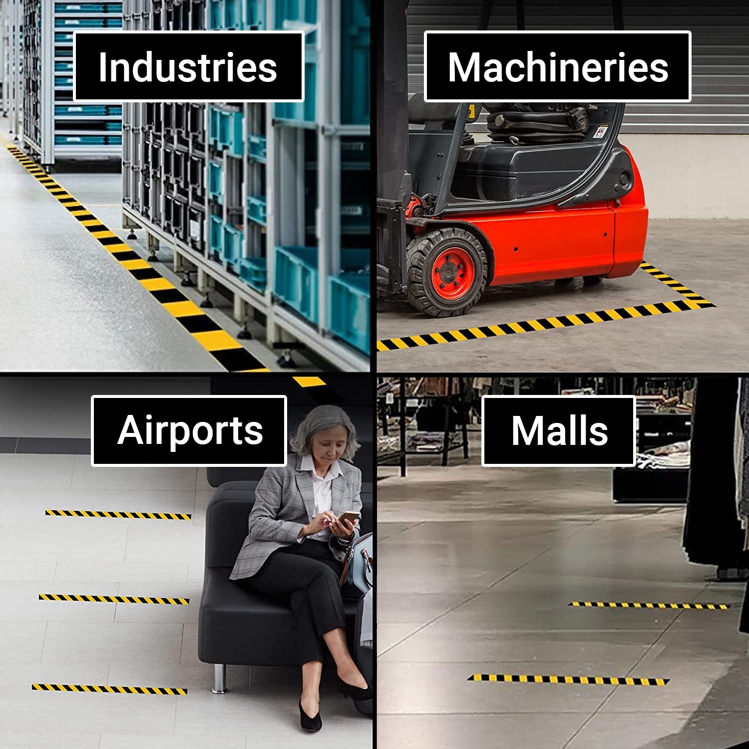 TRENDIKRAFT 2 inch X 15 meter Pack of 1 Floor Marking Self Adhesive Safety Caution Tape High-Visibility Tape Bright Color PVC Vinyl Tape in Yellow Black Zebra Design