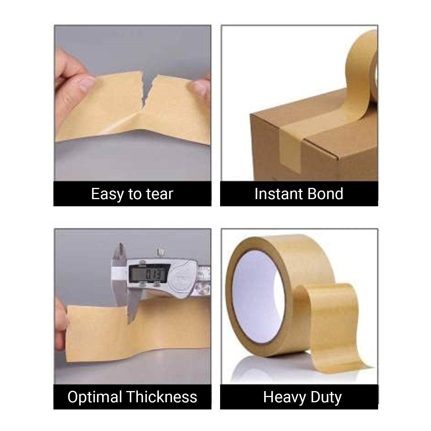 TRENDIKRAFT 2 inch x 50 meter Pack of 1 Brown Kraft Paper Tape for Packing Materials Easy-to-Tear Writable Non-Coated Surface for Sealing and Packaging Use Eco-Friendly and Recyclable
