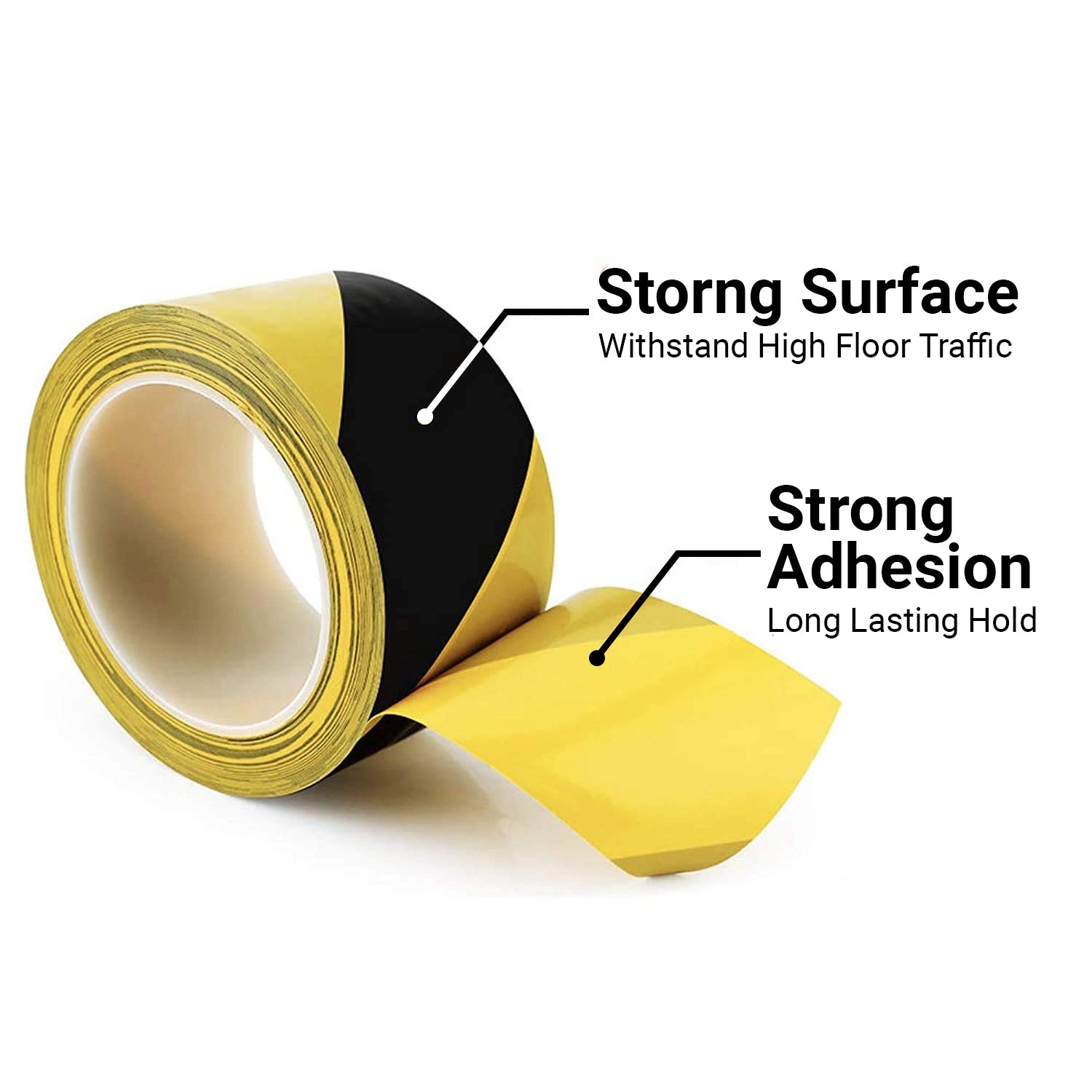 TRENDIKRAFT 2 inch X 15 meter Pack of 1 Floor Marking Self Adhesive Safety Caution Tape High-Visibility Tape Bright Color PVC Vinyl Tape in Yellow Black Zebra Design