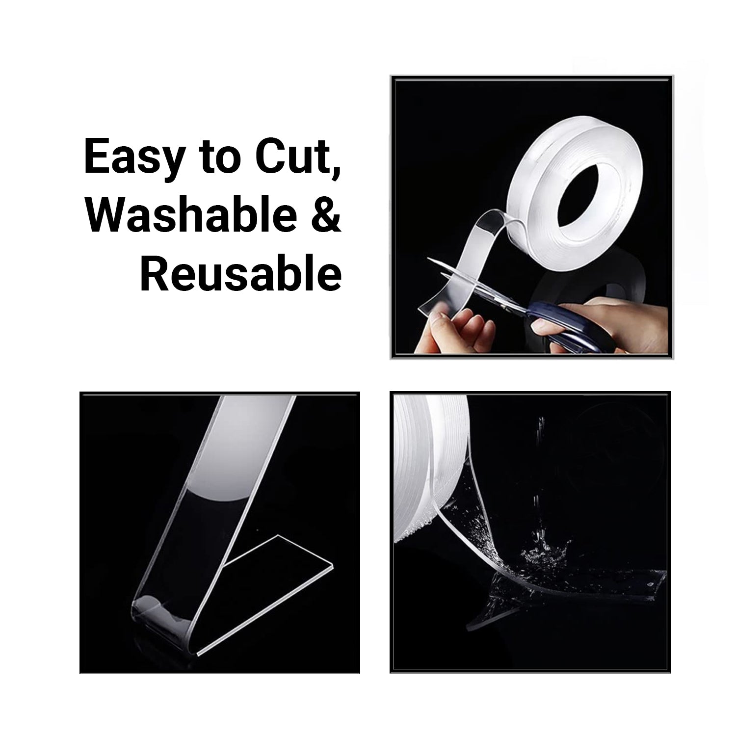 TRENDIKRAFT 1 inch x 3 meter Pack of 1 Double Sided Tape Traceless Self Adhesive Universal Transparent Strong Grip For Home Wall Balloon Tape Removable Reusable