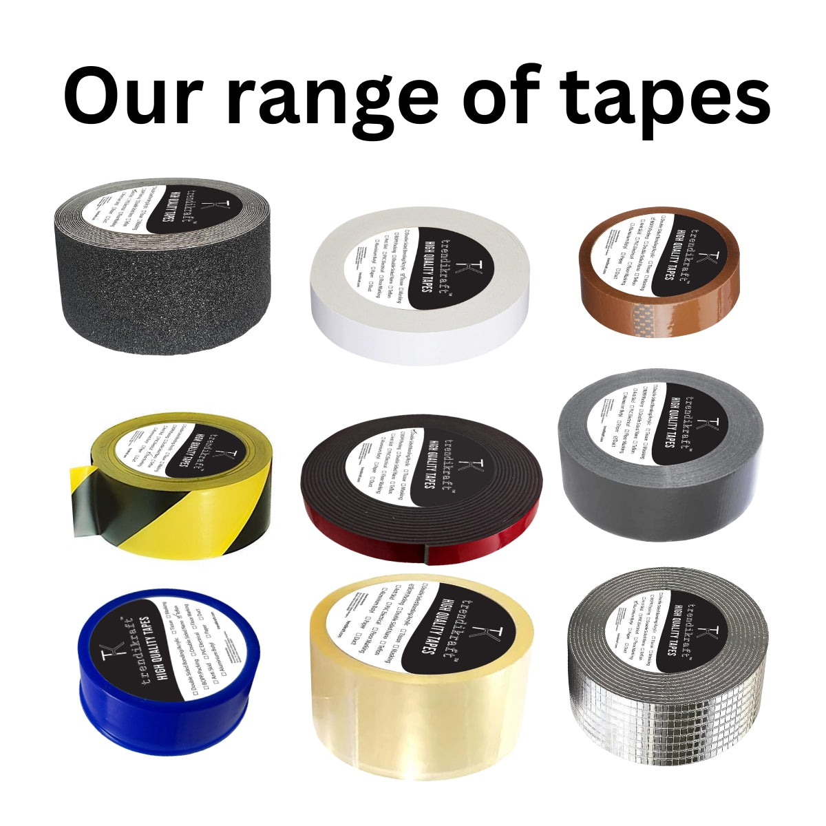 TRENDIKRAFT Pack of 3 Two Way Double Sided Tape Combo of Heavy Duty Acrylic Foam Tape For Car (5mtr), Transparent Nano Tape (3mtr) and Both Side Adhesive White Foam Tape (5mtr) For Wall Craft