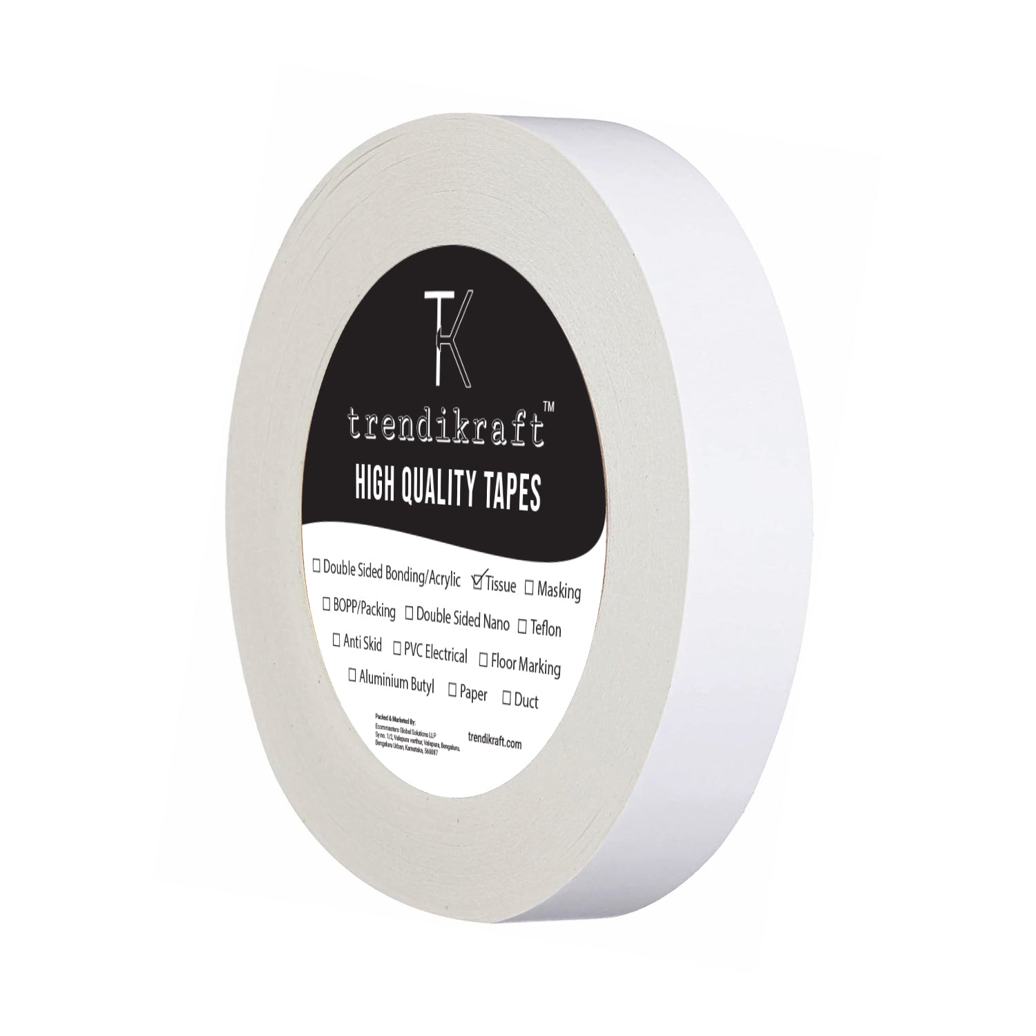TRENDIKRAFT 1 inch or 24mm x 50 meter Pack of 1 Thin Double Sided Tissue Tape for Clothes & DIY Crafts Two Way Strong Adhesive Transperant Wall Safe Tape for Home Improvement
