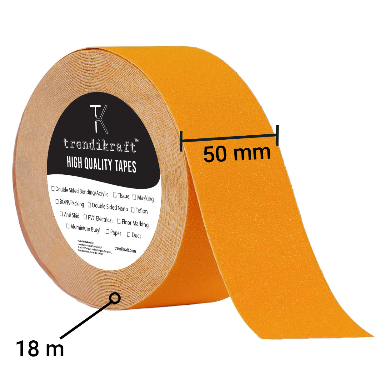 TRENDIKRAFT 50mm x 18 meter Yellow Anti Skid Anti Slip Grip Tape for Stairs Adhesive Tape for Slippery Floors Staircase Ramps Indoor Outdoor Use Keeps You Safe