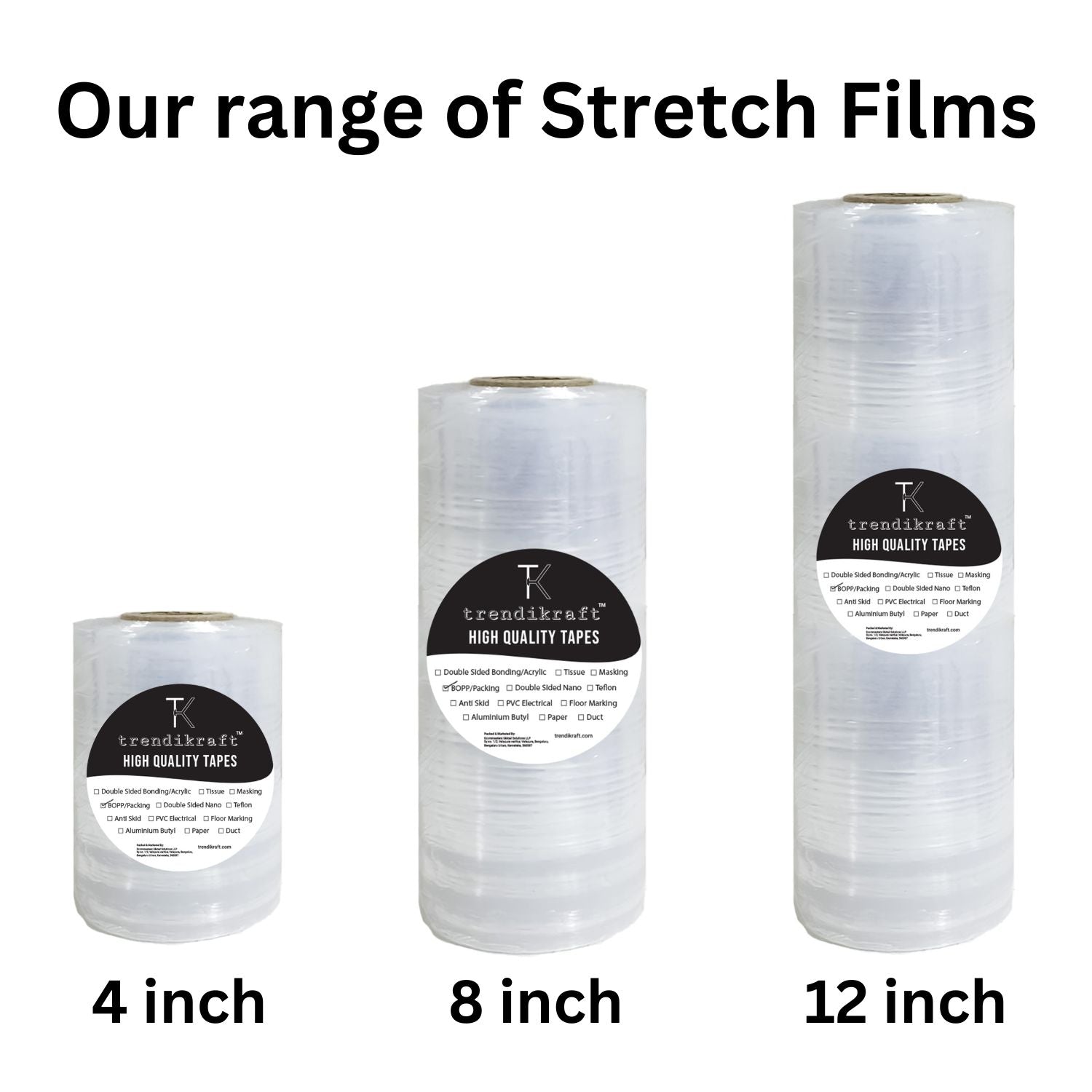 TRENDIKRAFT 4 inch X 200 metres Transparent Stretch Wrap Film Wrapper Roll for Shrink Packing & Wrapping Luggage (Pack of 1)