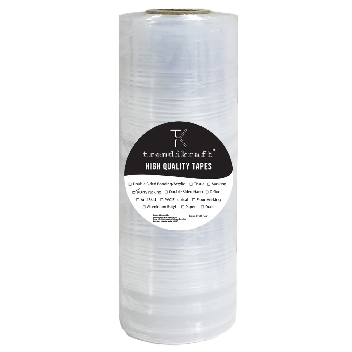 TRENDIKRAFT 8 inch X 200 metres Transparent Stretch Wrap Film Wrapper Roll for Shrink Packing & Wrapping Luggage (Pack of 1)